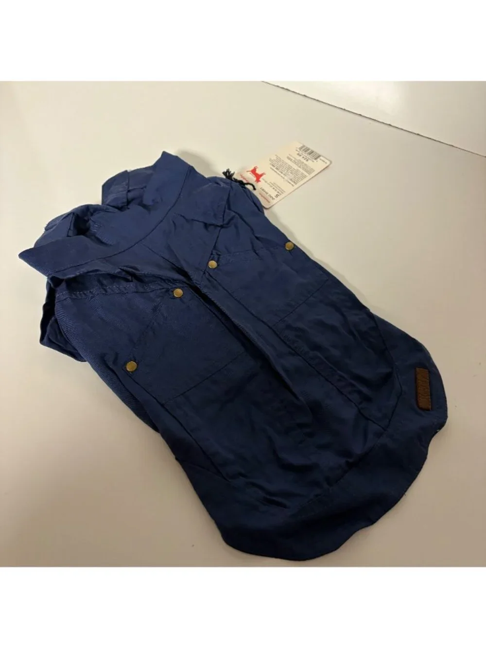 Reddy Dog Shirt Size Small 13-15in Navy Snap-Up D-Ring Portal Pet Apparel NEW